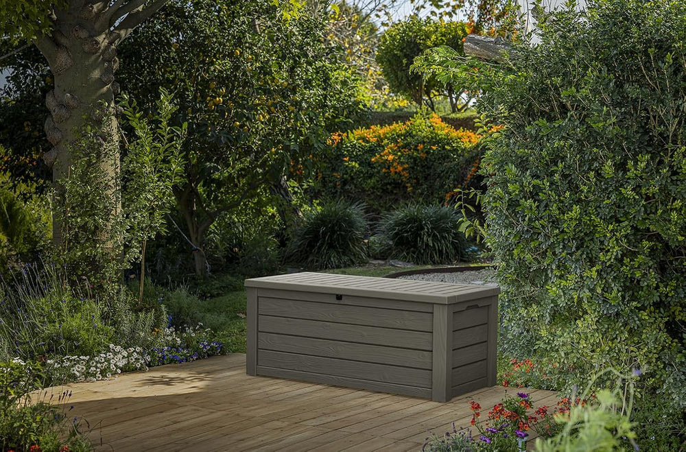 Keter Westwood 150 Gallon Resin Large Outdoor Storage Box for Patio Furniture...