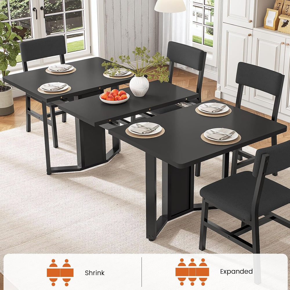 Itaar 5-Piece Dining Table Set for 4-6 People, 63" Extendable Kitchen Ta...