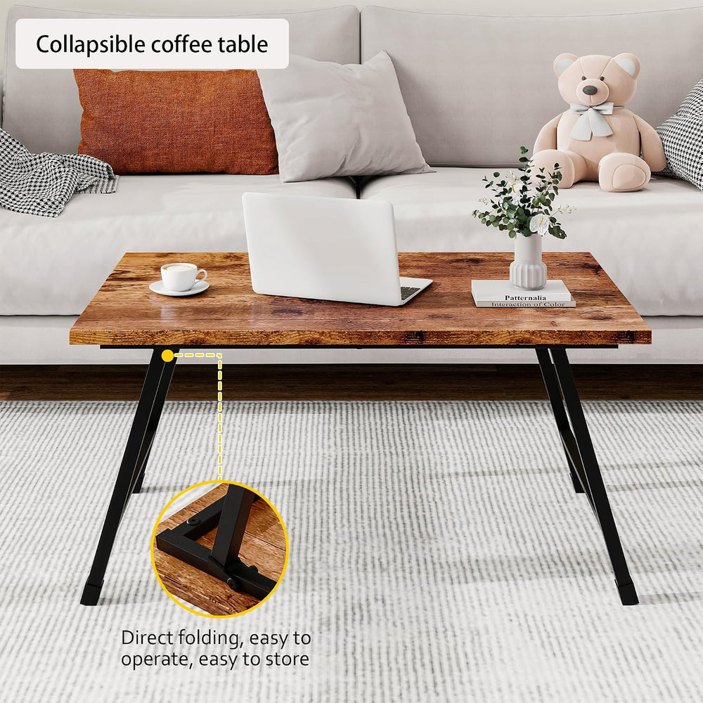 Rectangular Folding Coffee Table Perfect for Small Spaces Brown
