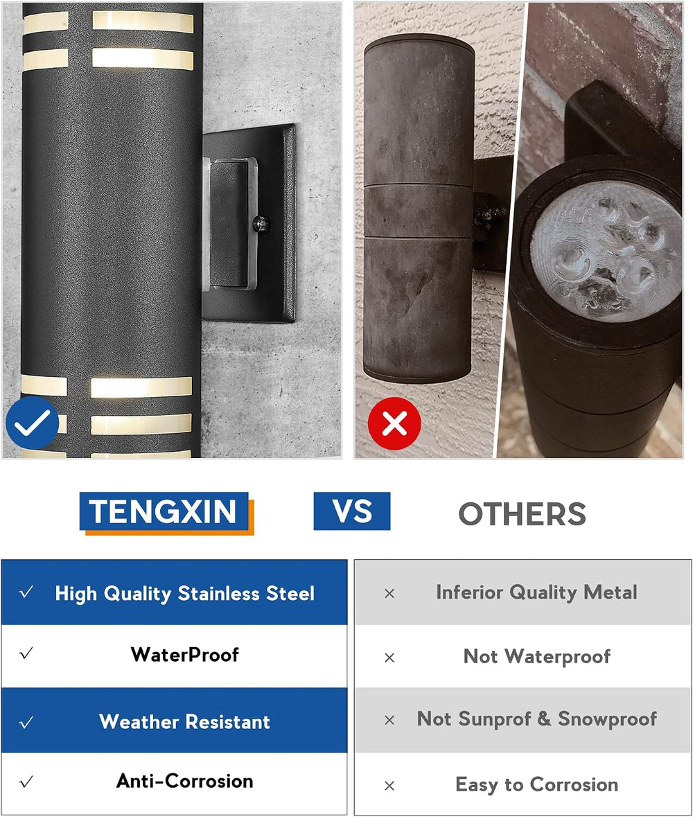 TENGXIN Outdoor Exterior Wall Light,Up and Down Cylinder Modern Porch Light,S...