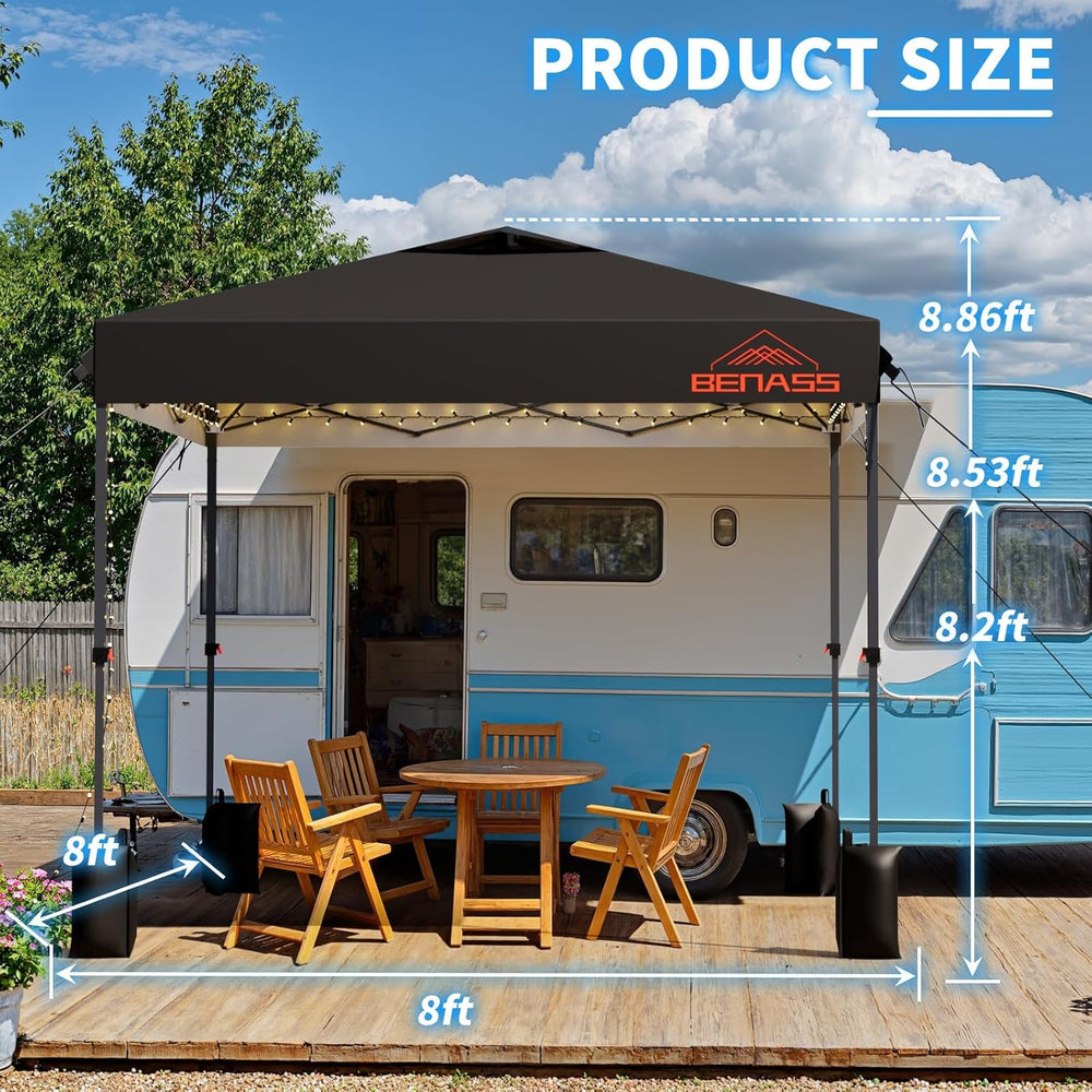 8x8 Pop Up Canopy Tent, Black
