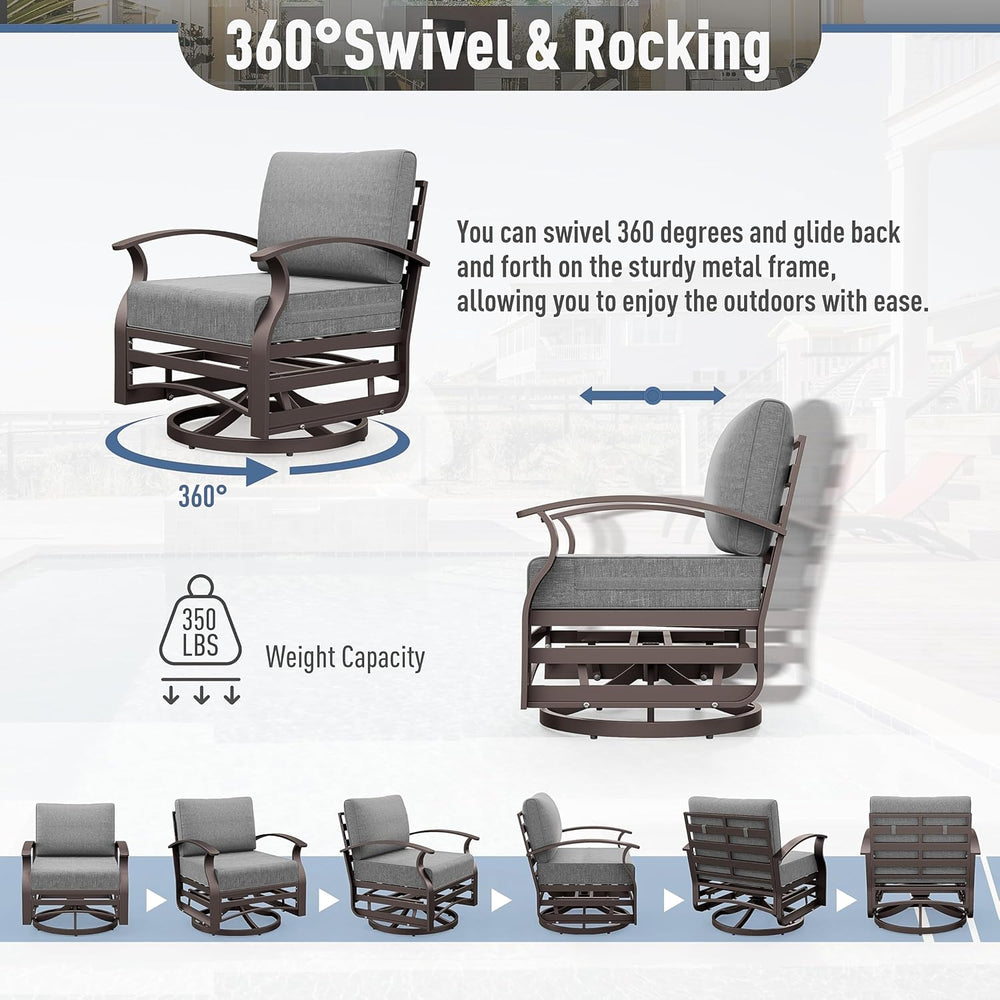 Kurapika 3 Pieces Patio Furniture Set, Outdoor Aluminum Rocking Chair, Patio ...