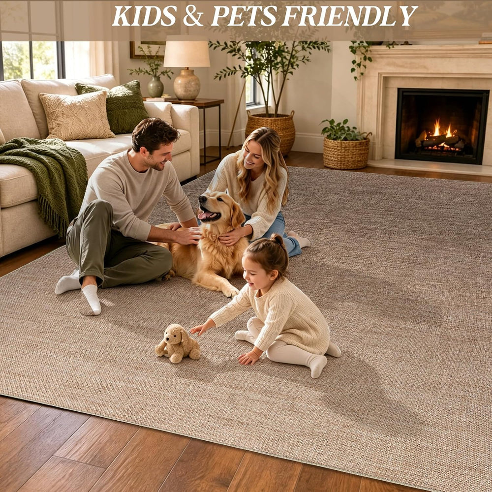8×10 Easy Jute Rug Washable Rugs Low Pile Outdoor Indoor Farmhouse Neutral No...