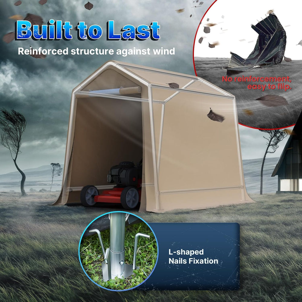 ADVANCE OUTDOOR 6x8 ft Outdoor Portable Storage Shelter Shed with 2 Roll up Z...