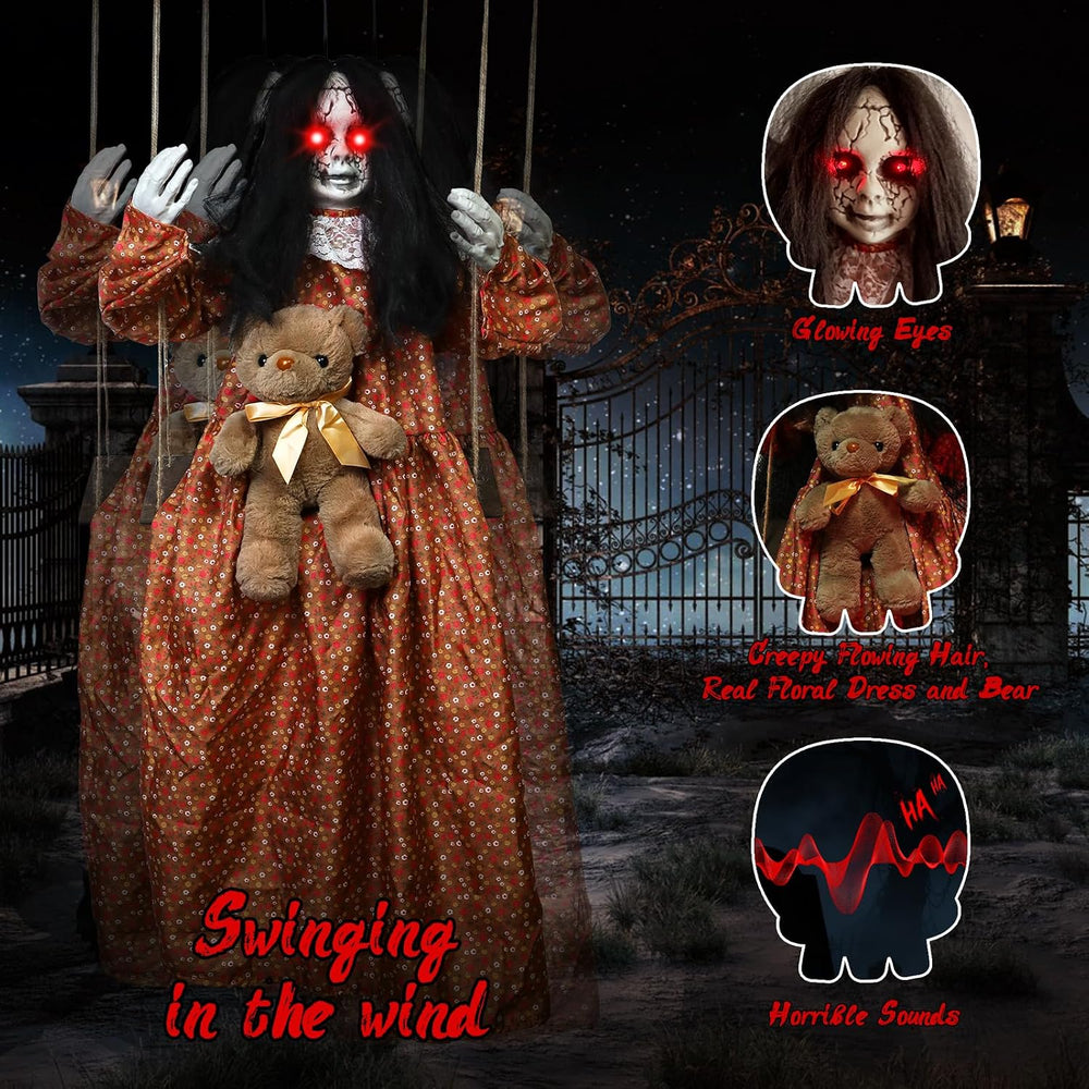 Scary Halloween Decorations Outdoor, Halloween Hanging Swinging Girl Ghots De...