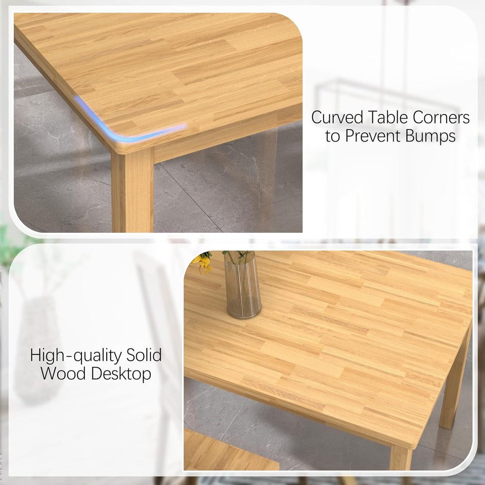 43.3 inch Solid Wood Indoor Modern Rectangular Dining Table Set for 4, Table ...