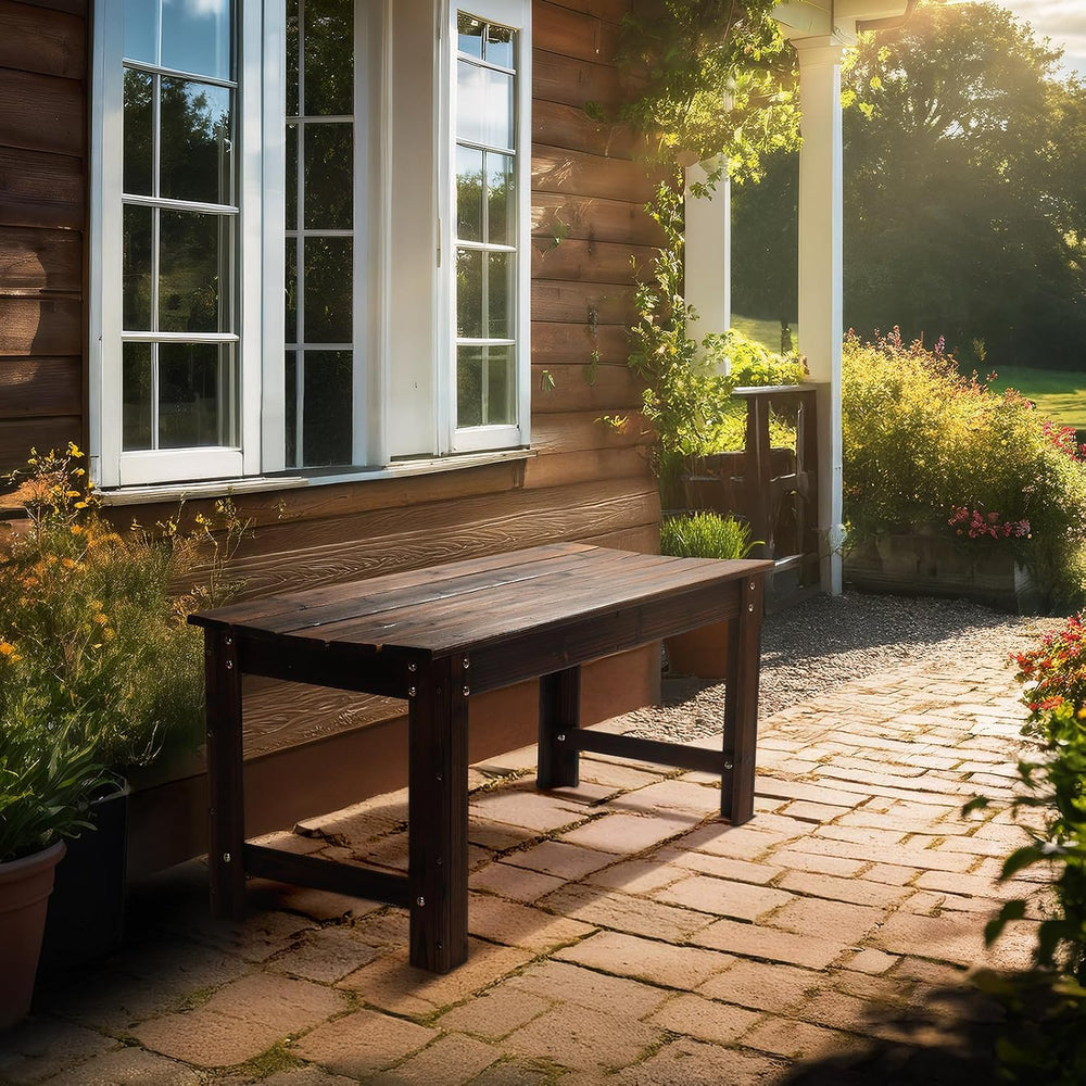 VINGLI Outdoor Wood Bench, 40" Outdoor Bench Patio Wooden Bench Garden B...