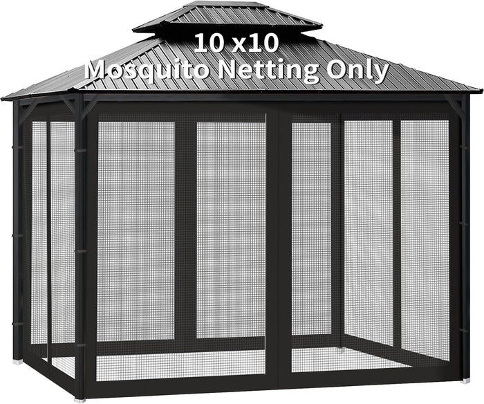 10' x 10' Gazebo & Pop Up Canopy Tent Replacement Mosquito Netting (Black)