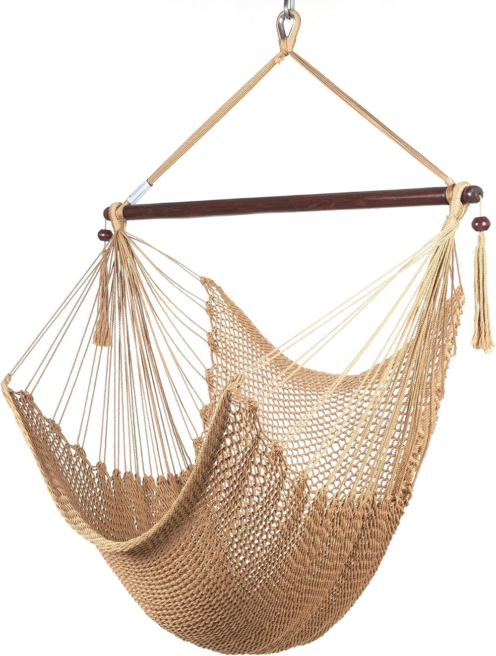 Caribbean Hammock Chair with Footrest - 40 inch - Soft-Spun Polyester - (Tan)