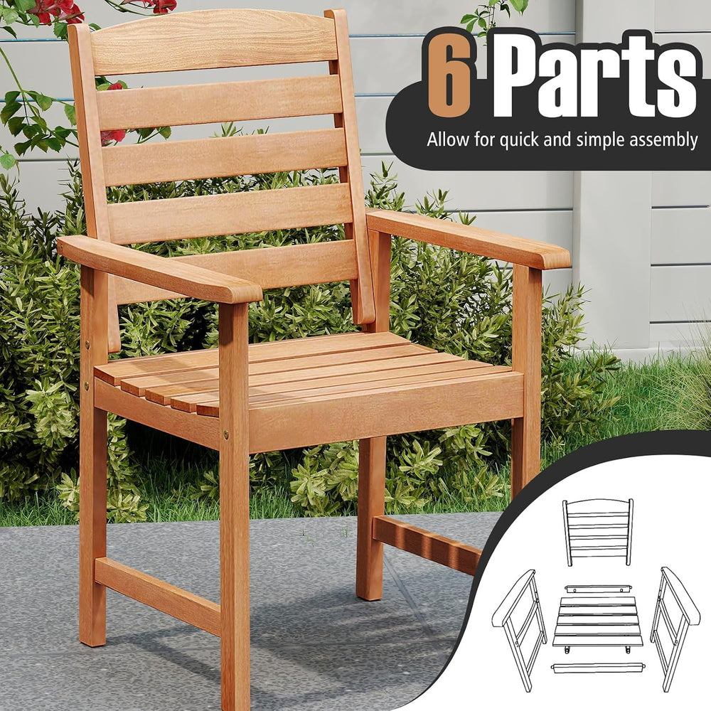 Tangkula Wood Patio Dining Chairs Set of 2, Wooden Outdoor Dining Chairs with...