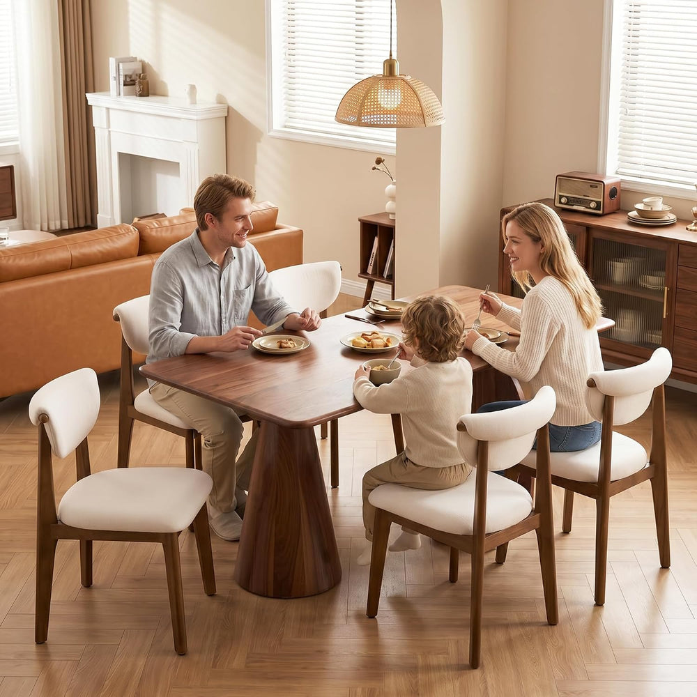 Dining Chairs Set of 8, Solid Rubberwood Kitchen Chairs with Lumbar Support H...