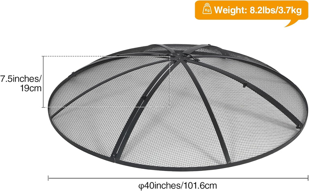 Fire Pit Spark Screen 40 Inch Cover Round, Heavy Duty Collapsible Outdoor Fir...