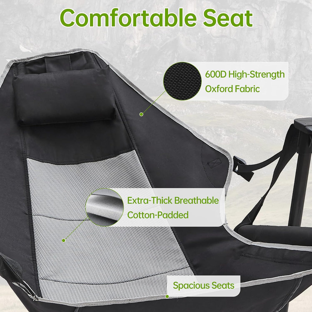 Hammock Swinging Rocking Camping Chairs with Footrest for Adults up to 400lbs...
