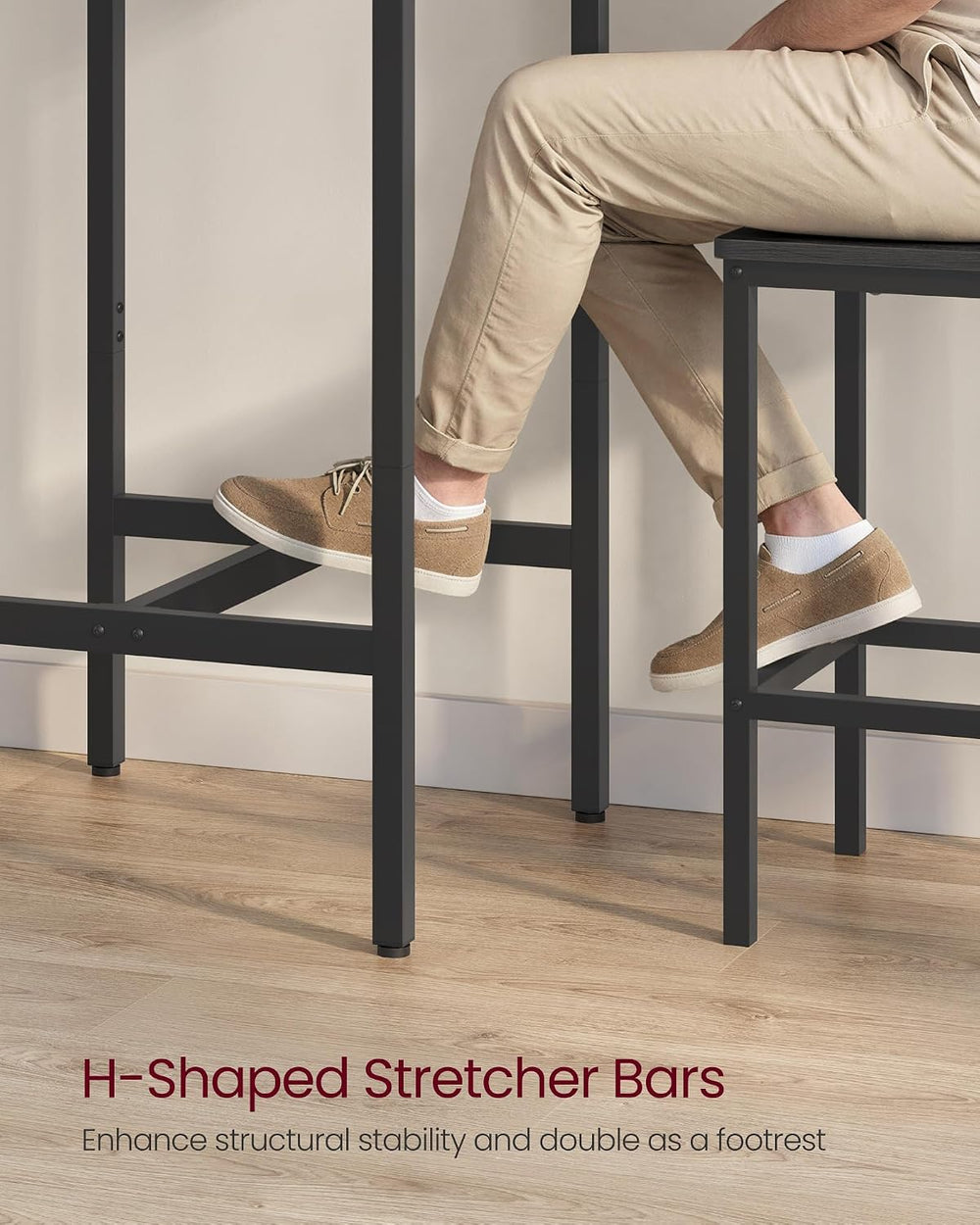 VASAGLE Bar Table, High Top Pub Table, Square, Metal Frame