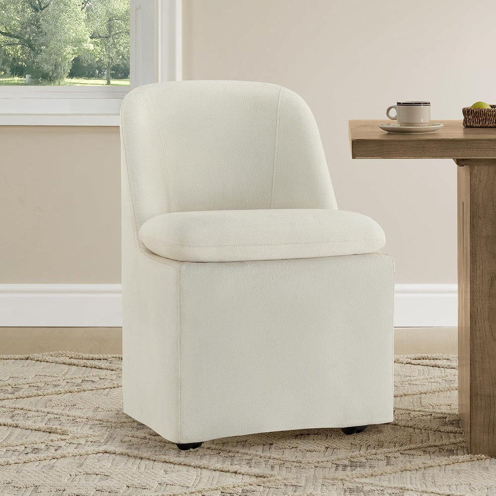 KISLOT Upholstered Dining Chairs with Casters, Washable Cover Modern Dining R...