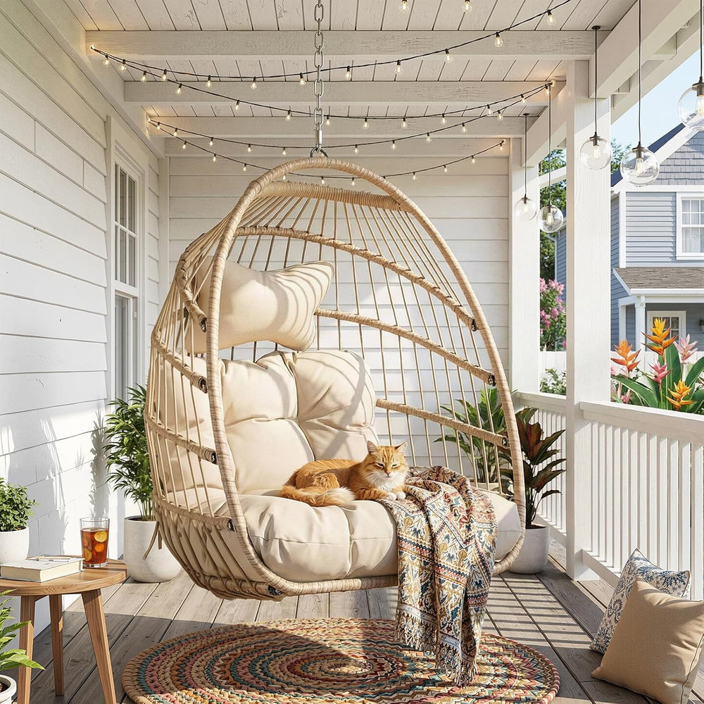 Nicesoul Outdoor Hanging Egg Chair Without Stand, Patio Wicker Swing Egg Bask...