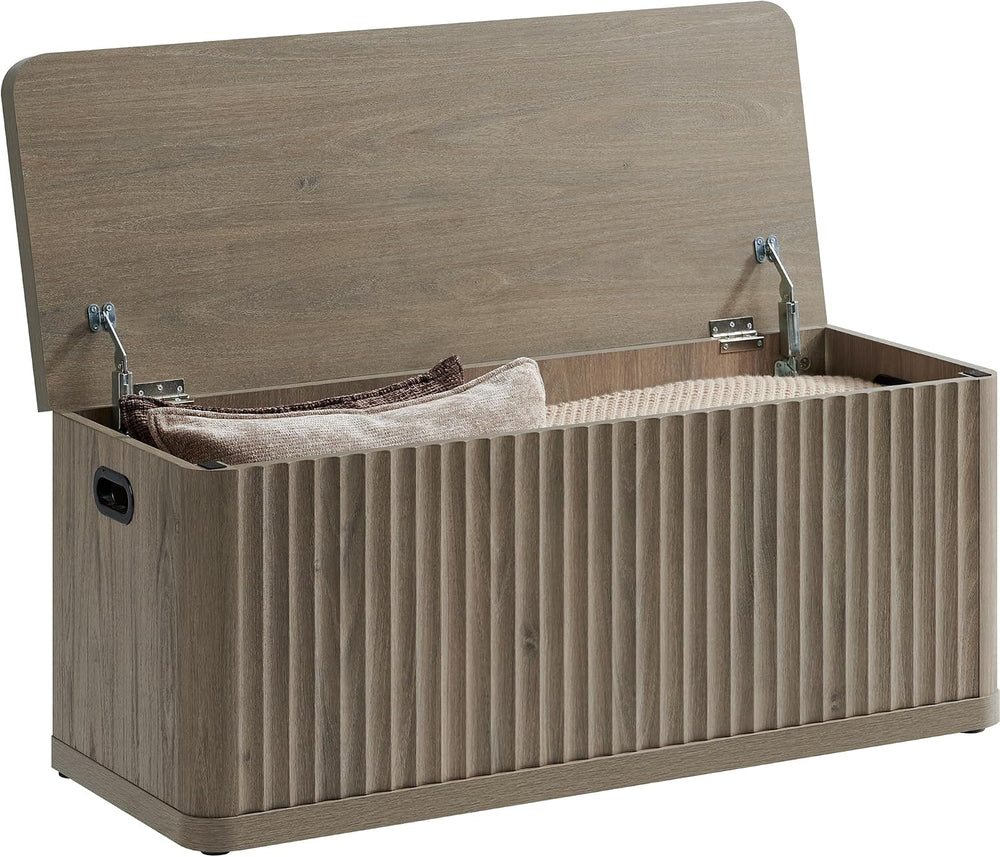 SICOTAS Storage Bench 40.2" Wide Shoe Bench with Lift Top Large Wooden S...