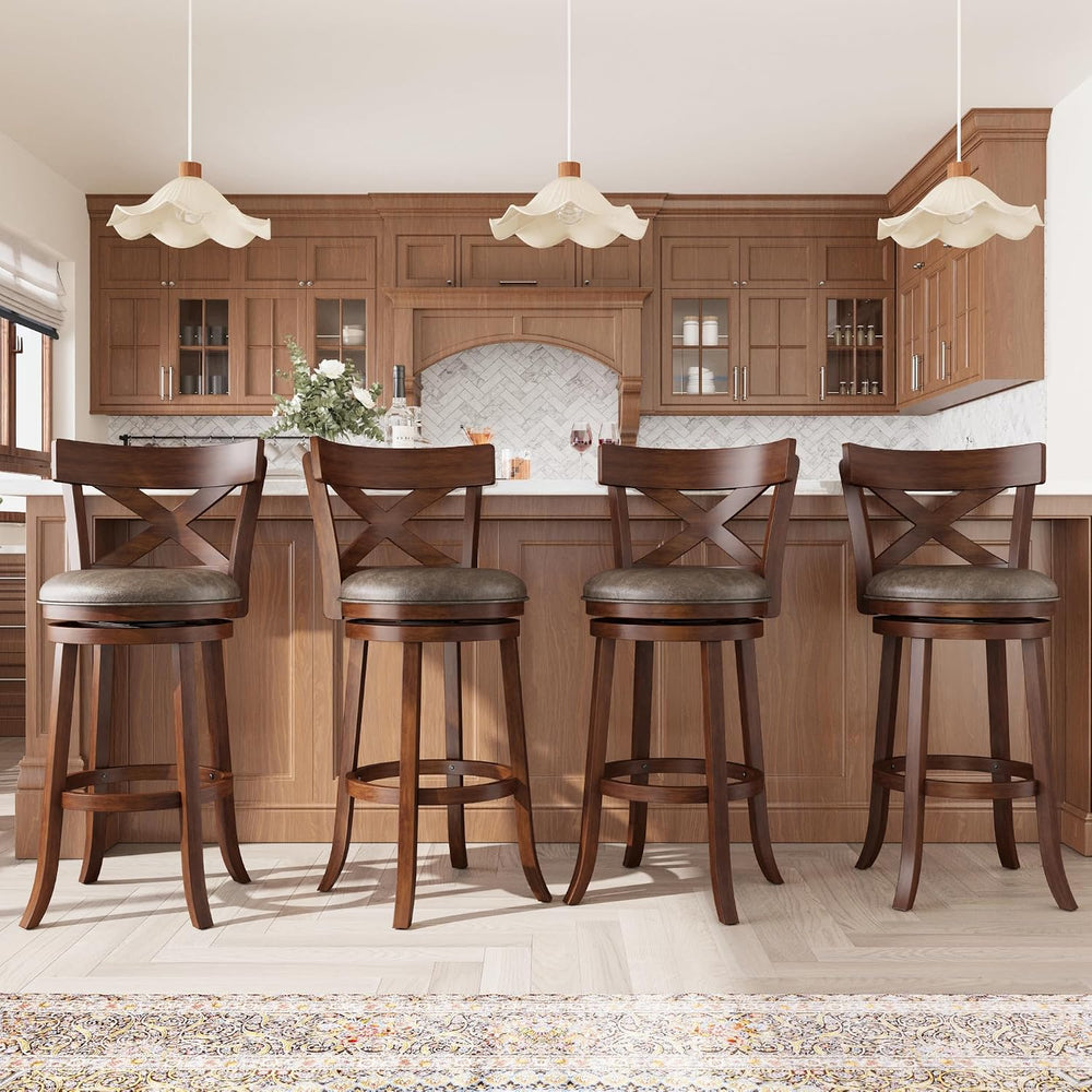 ALPHA HOME Swivel Bar Stools with Backs, 30 Inch Bar Stools Set of 4