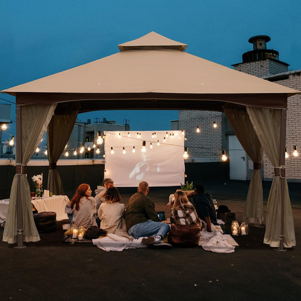 Domi 10' x 13' Outdoor Canopy with Mosquito Netting, Double Roof Soft...