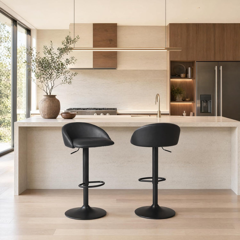 YOUNUOKE Black Bar Stools Set of 2 Modern Swivel Bar Stools