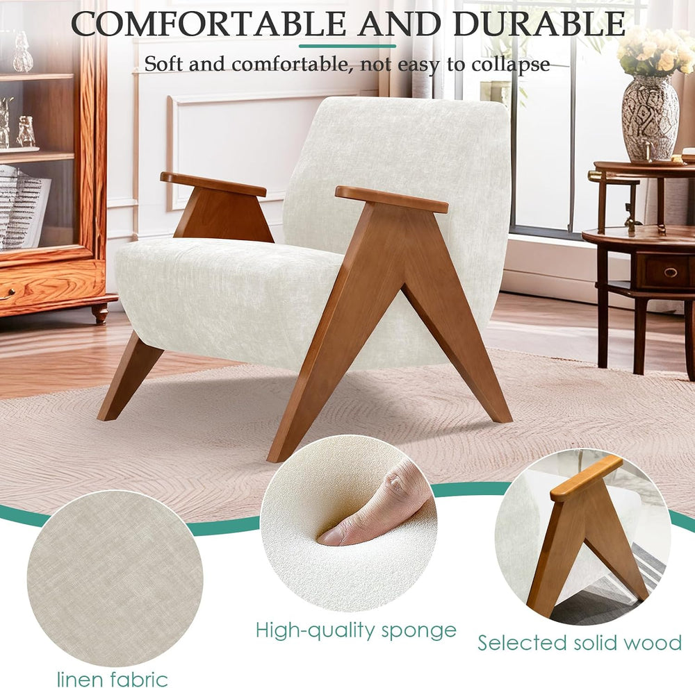 Home Accent Chair Mid Century Modern Accent Chair with Wood Frame, Lounge Uph...