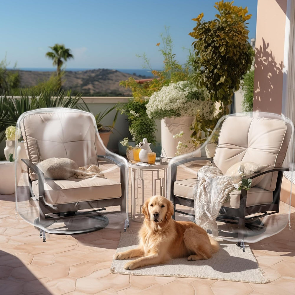 2 Pack Clear PVC Patio Swivel Chair Covers, Waterproof, 33 x 35 x 38.5 In
