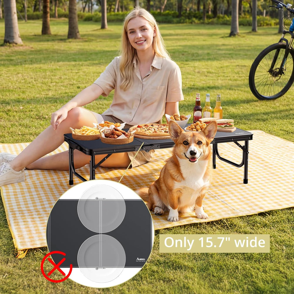 Anbte 34.2" x 15.7" Small Low Folding Picnic Table, 10.3" Heig...