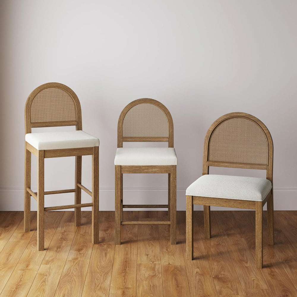 Nathan James Bailey 29 in. Boucle Bar Stool with Back, Bar Height Chair with ...