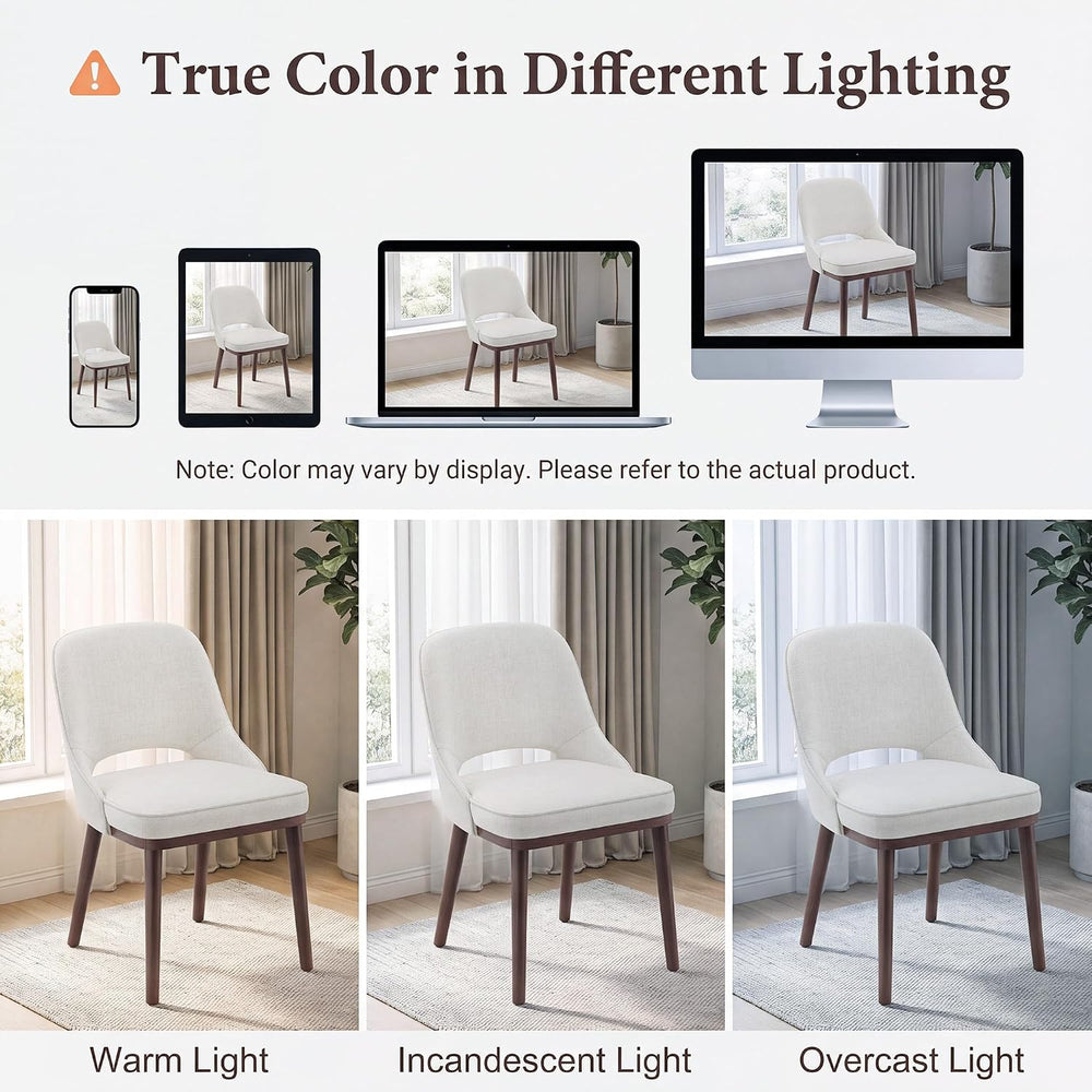 MALOL Wooden Dining Chairs Set of 6, Modern Fabric Upholstered Dining Room Ch...