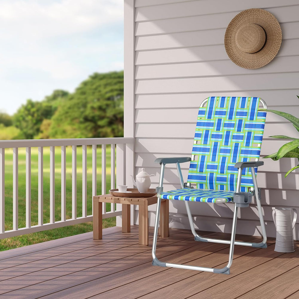 VINGLI Aluminum Patio Lawn Chairs Folding Set of 2 with Detachable Cup Holder...