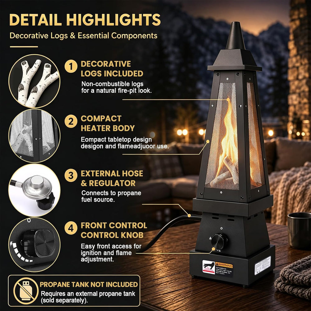 Uniflasy 27'' Propane Fire Pit Gas Chiminea for Patio