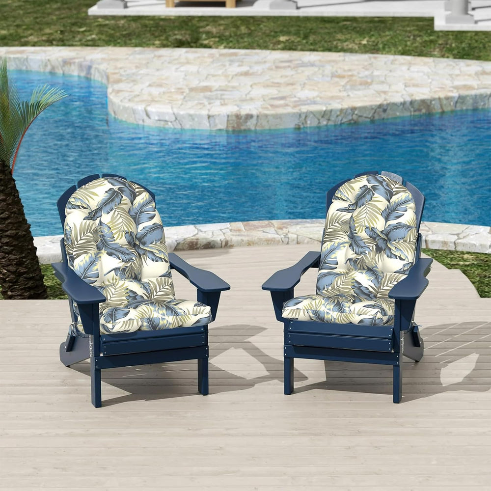 Outdoor Adirondack Chair Cushions with Ties, Tufted Outdoor Chair Cushion, An...