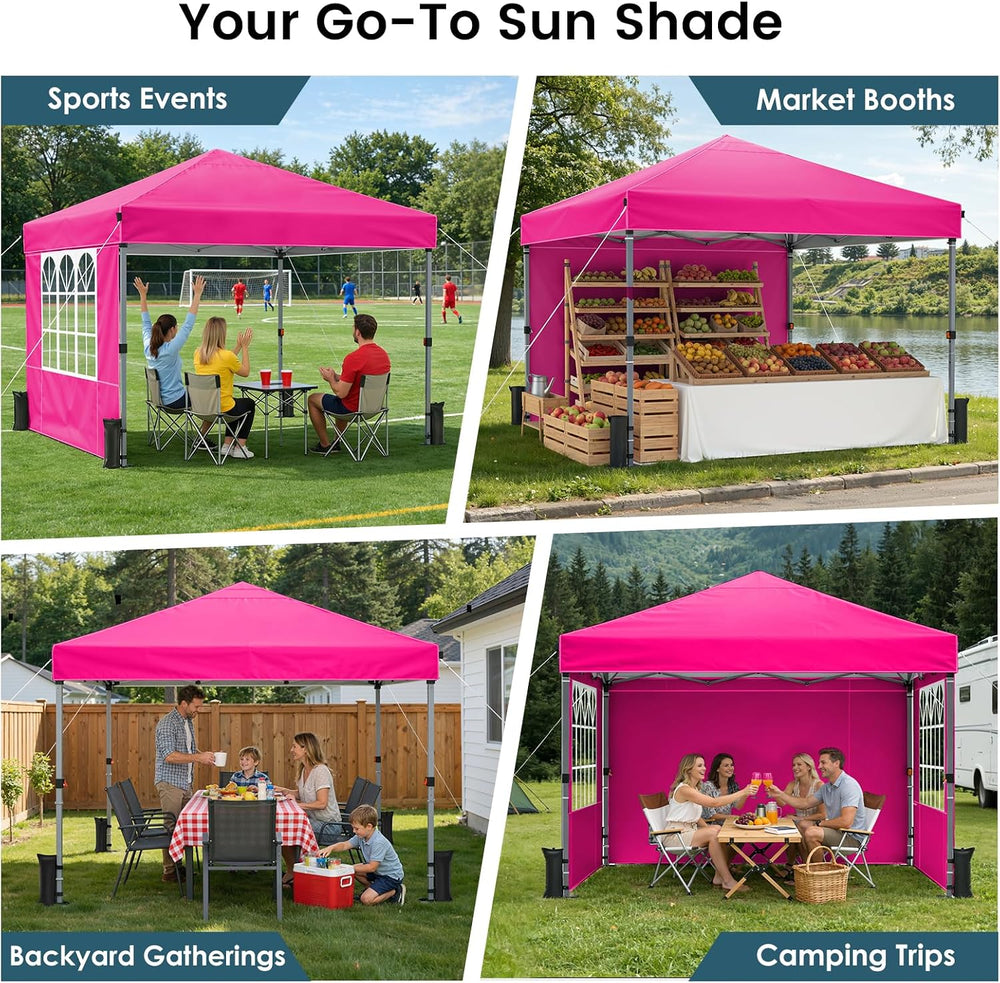 Raynesys 10x10ft Pop Up Canopy Tent with Sidewalls for Events, Parties