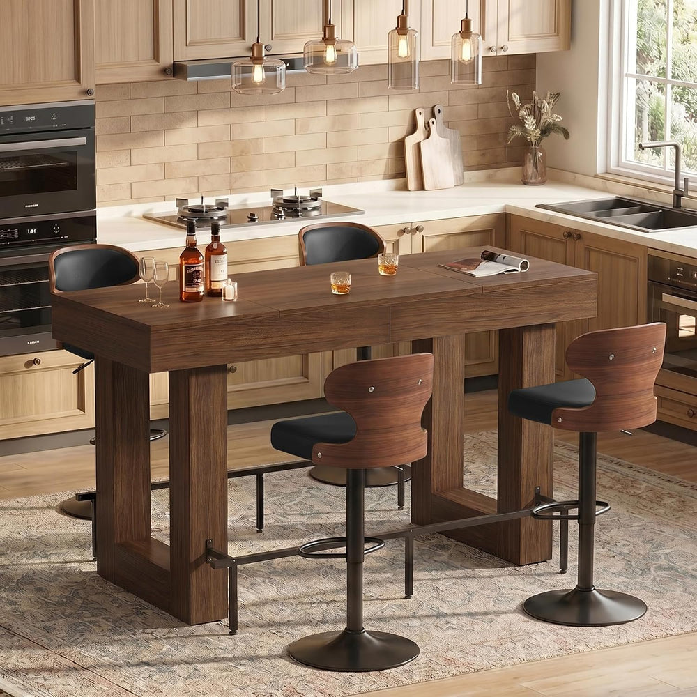 Miereirl 5-Piece Bar Table Set, 63" Counter Height Dining Table with 4 S...