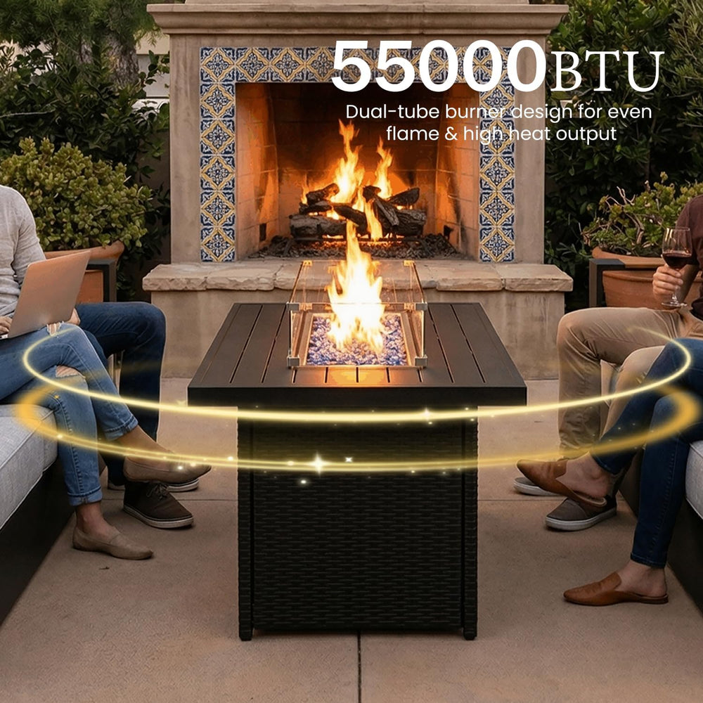 LayinSun 4 Pieces Aluminum Patio Furniture Set with Fire Pit Table