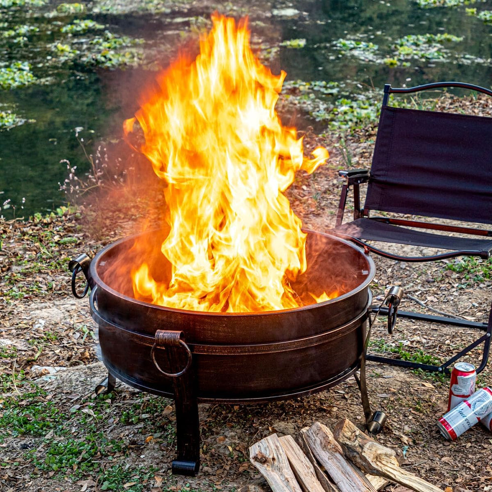 EcoNook 36 Inch Fire Pit with Grill & Lid, 3 in 1 Fire Pit