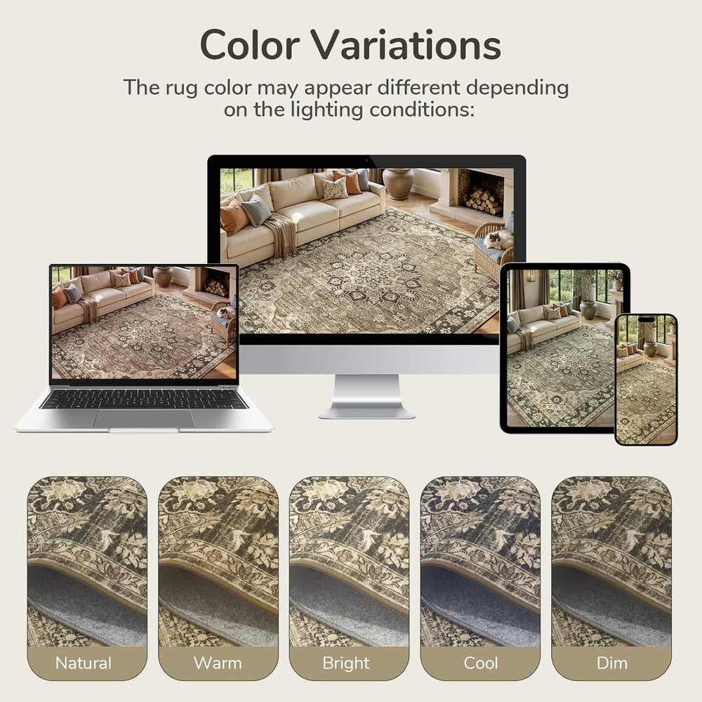 Lessymo 8x10 Washable Area Rug for Living Room Bedroom, Large Non-Slip Rug