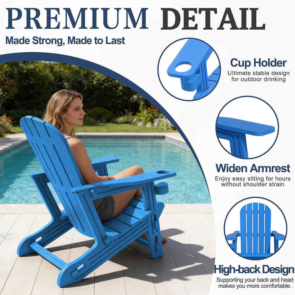 Vongrasig Adirondack Chairs Set of 2 with Removable Tabletop, Outdoor HDPE Pl...