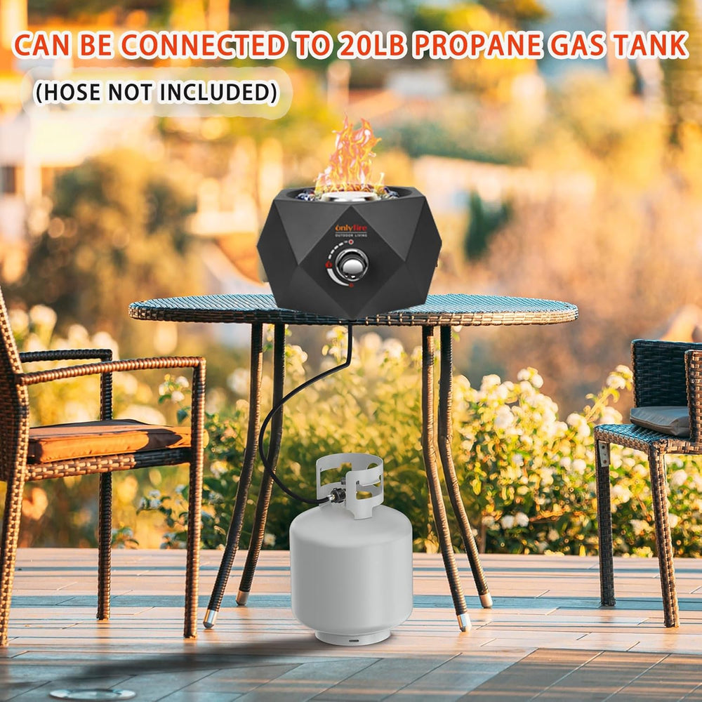 14" Modern Gas Fire Pit Bottom-Mounted for Table with Umbrella Hole, FP003