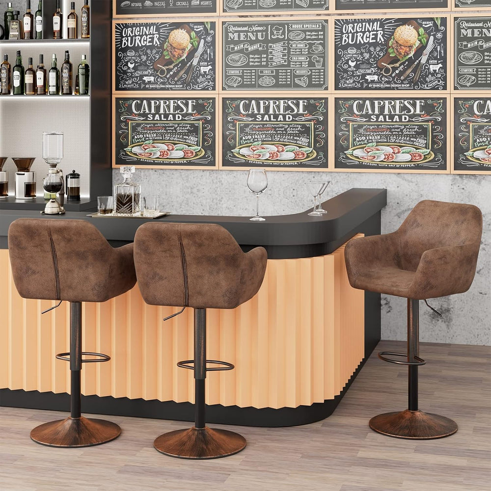 Keyluv Bar Stools Set of 2 for Kitchen Counter Adjustable Swivel Height Barst...