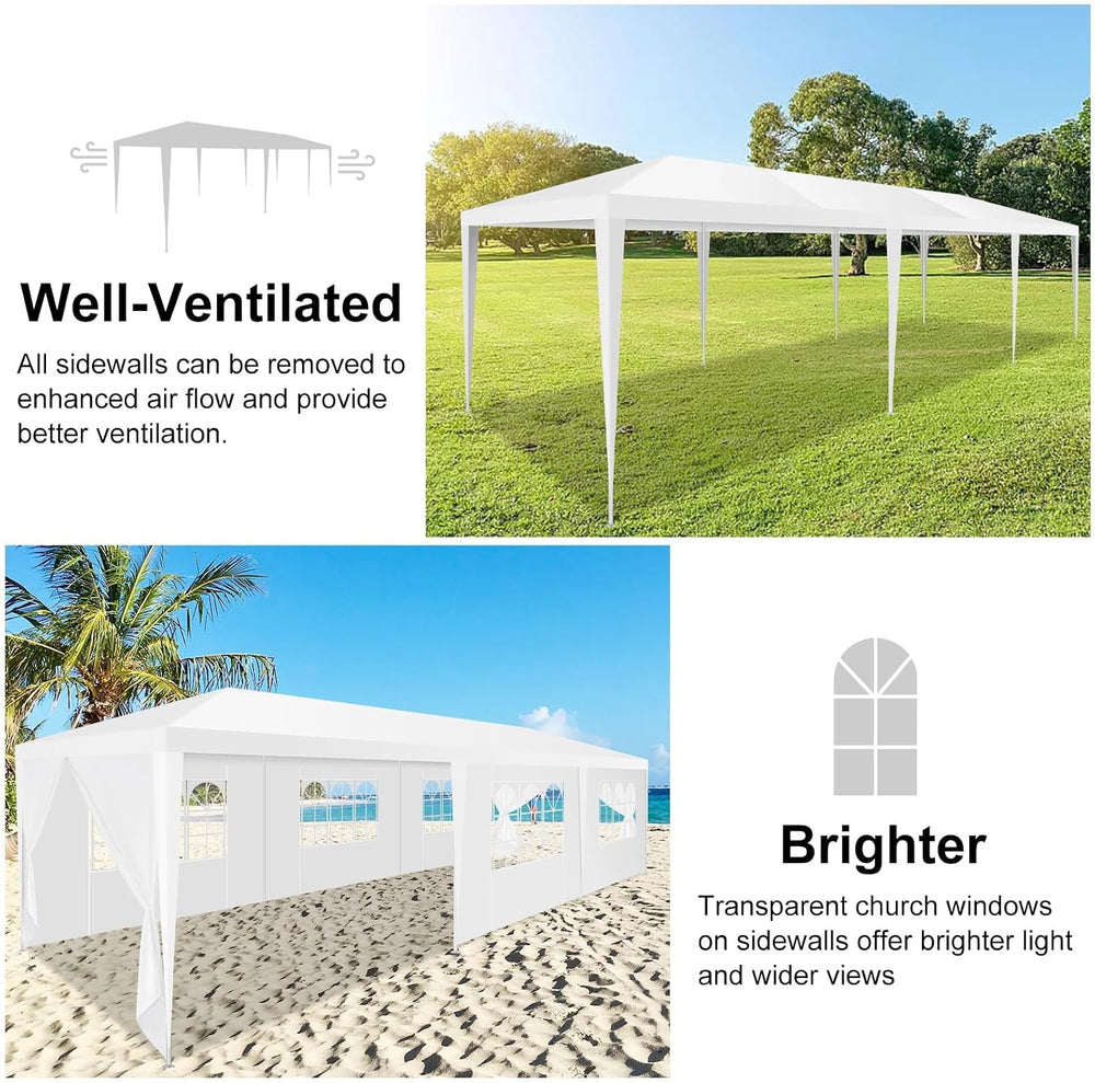 Tooluck 10x30FT Party Tent Outdoor Canopy Tents for Parties, White