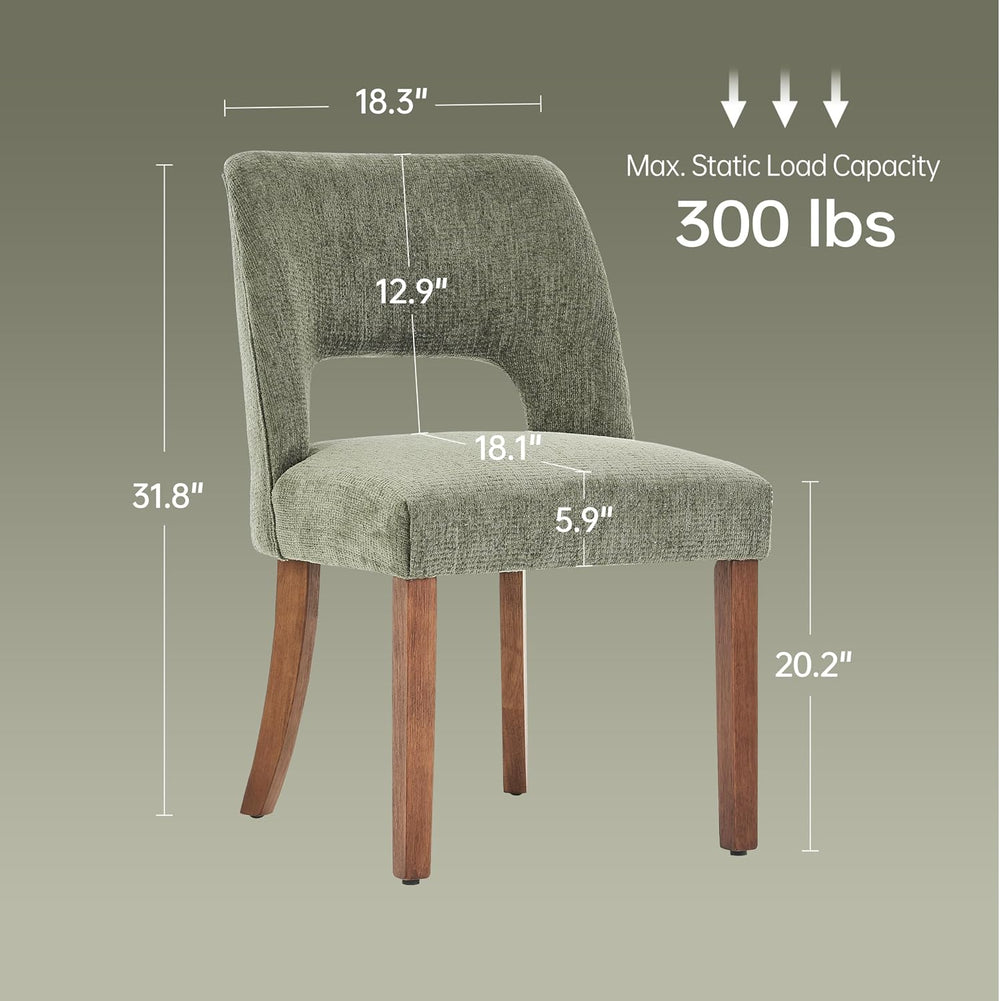 keoni Wooden Dining Chairs Set of 6 with Rubberwood Legs and Open Back