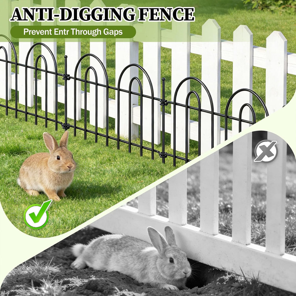 45ft x 13in Garden Fence Animal Barrier, 32 Panels Decorative Garden Fence Bo...