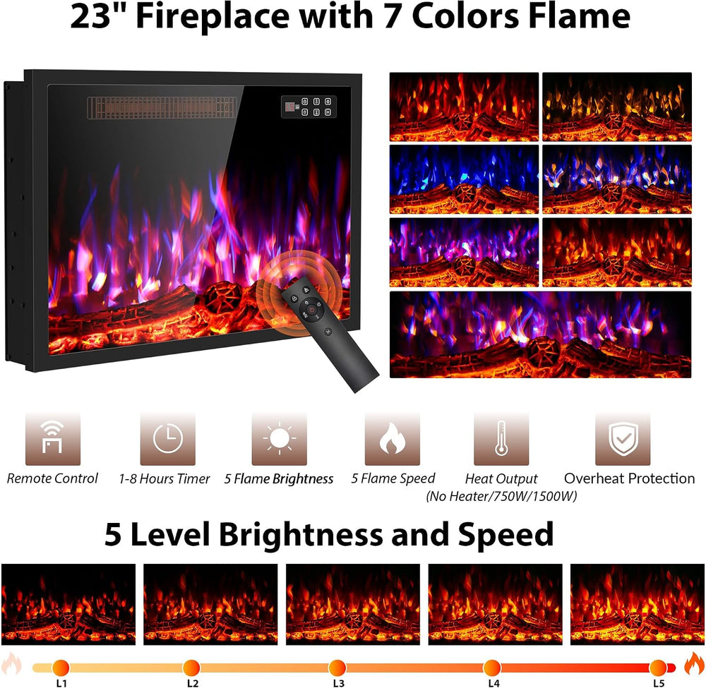 65" Fireplace TV Stand Electric Entertainment Center for TV Up to 75&quo...