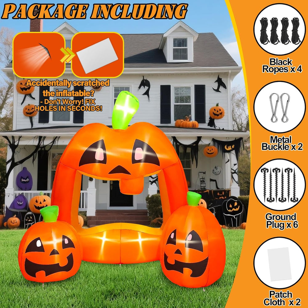 Kalolary 7ft Halloween Inflatables Pumpkin Photo Booth, Blow Up Quirky Pumpki...