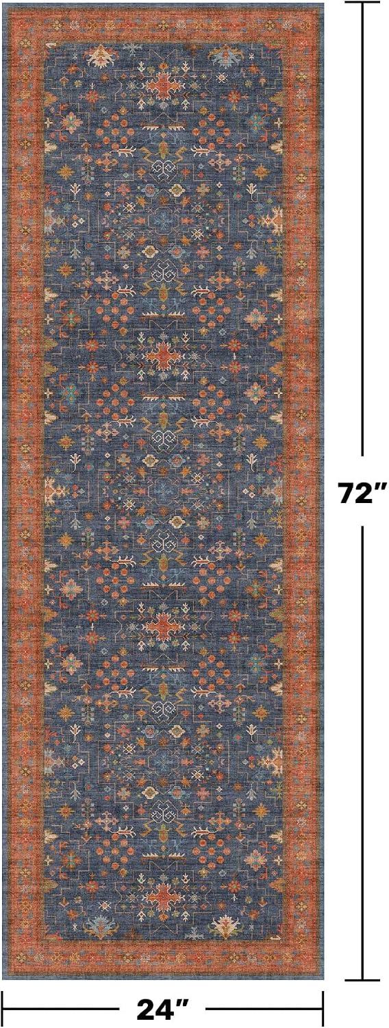 Hazo Haus Navy Blue Runner Rug 2x6 for Kitchen, Hallway, Mudroom, Laundry Roo...