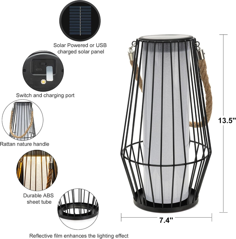 pearlstar Large Solar Lanterns Outdoor Waterproof-Heavy Duty Metal Hanging Li...