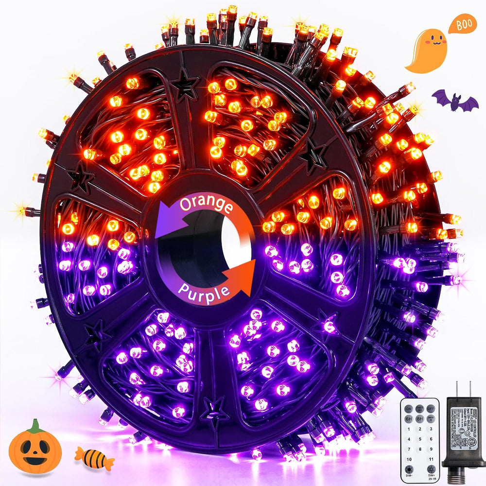 JMEXSUSS 500 LED Halloween Lights Outdoor Orange and Purple with Remote