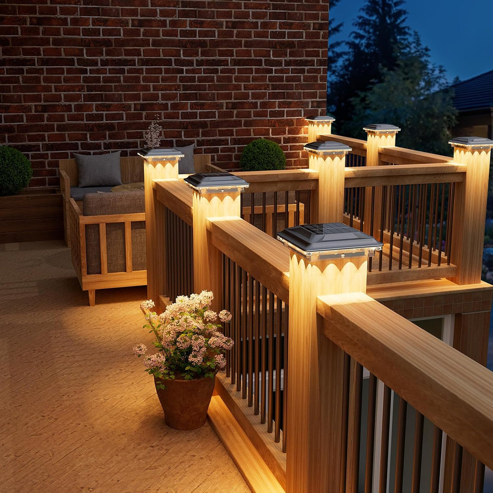 Upgraded Solar Post Cap Lights Outdoor 16pack, 3-in-1 Selectable Color (Warm ...