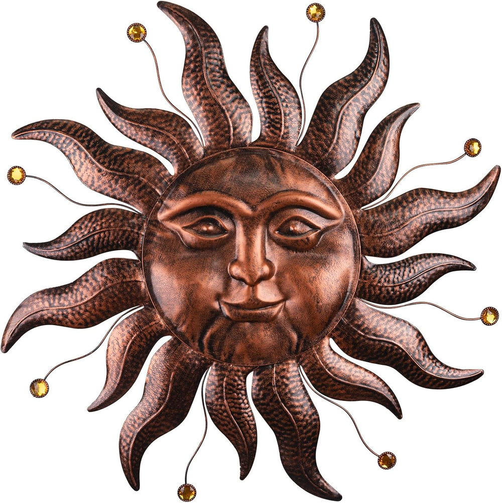 Metal Wall Art Decor Outdoor Inside with Sun Face, 26 Inch Large Outside Sun ...